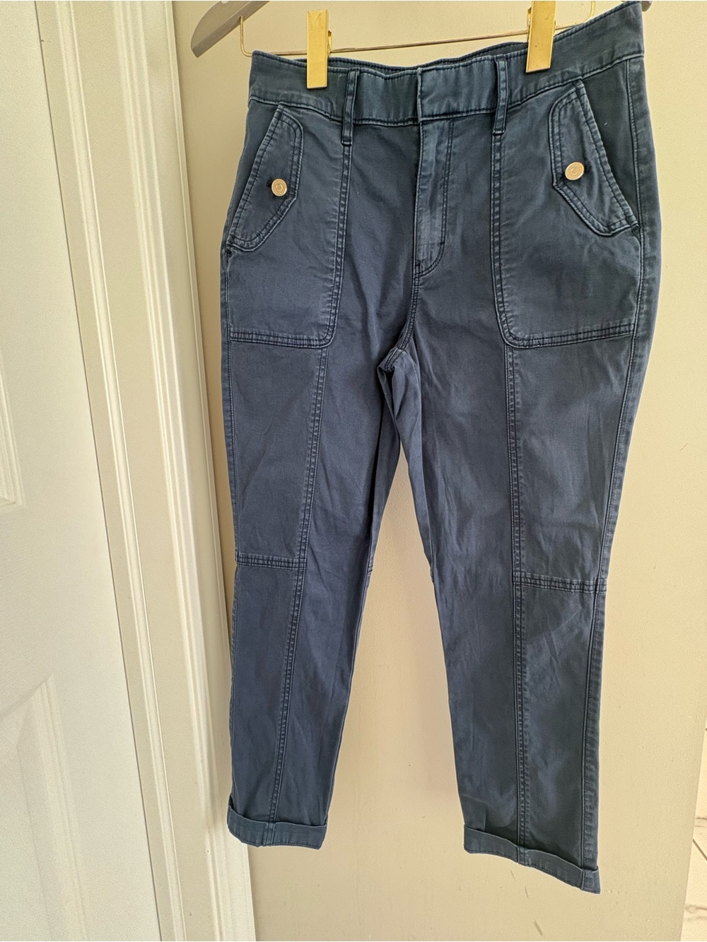 White House Black Market High Rise Pret-A-Jet Slim Ankle Pants Size 6 Navy